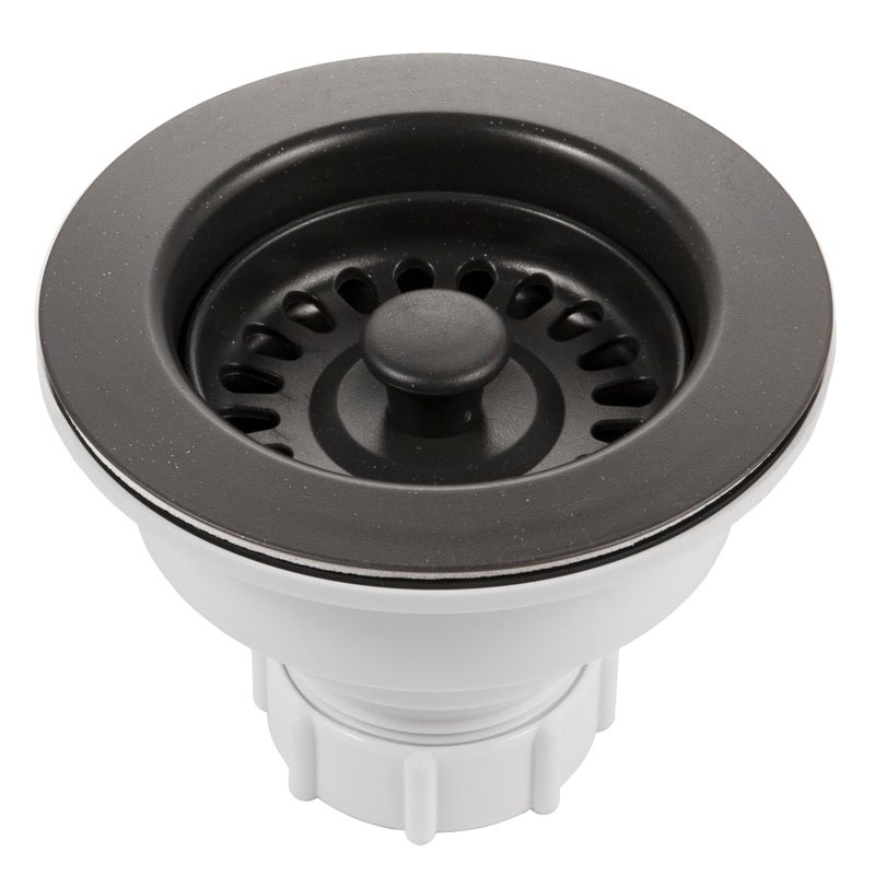 Houzer 190-9265 - 3-1/2 Inch Matte Black Kitchen Sink Basket Strainer, Durable Food Catcher Stopper for Metal Kitchen Sink, Ideal for Filtering Waste and Preventing Clogs - Image 1